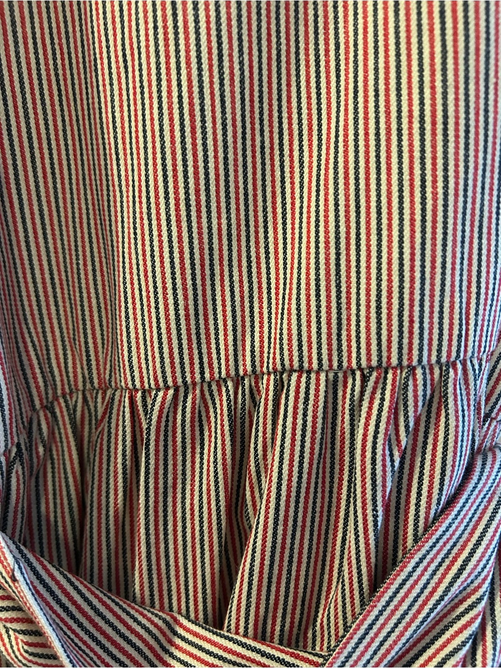 NWT, Tuckernuck Medium, Navy Red Cream Striped short sleeve tie-belt dress - Picture 2 of 5